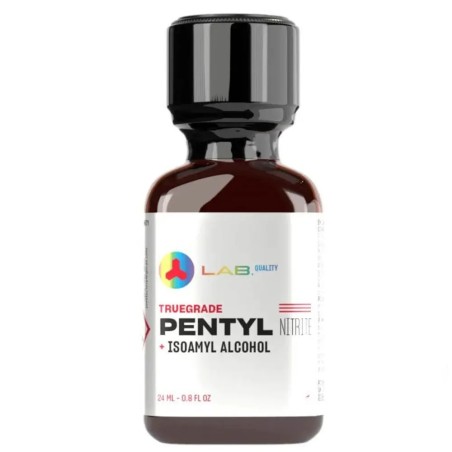 flacon en verre de Poppers Lab Quality Truegrade Pentyl et Amyl contient 24 ml