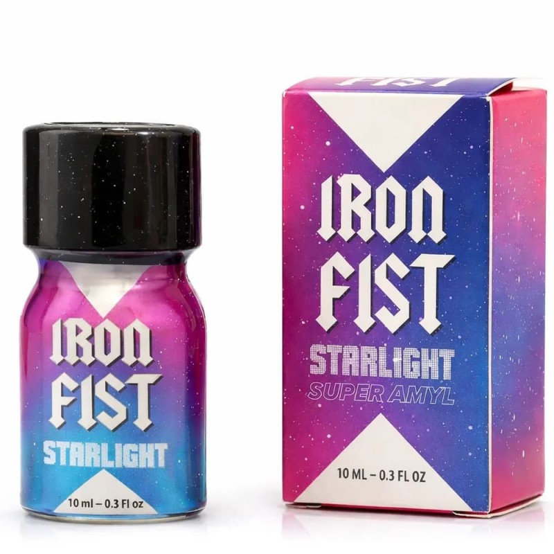 Flacon Iron Fist Starlight Mini 10 ml en aluminium violet et bleu, design compact et élégant