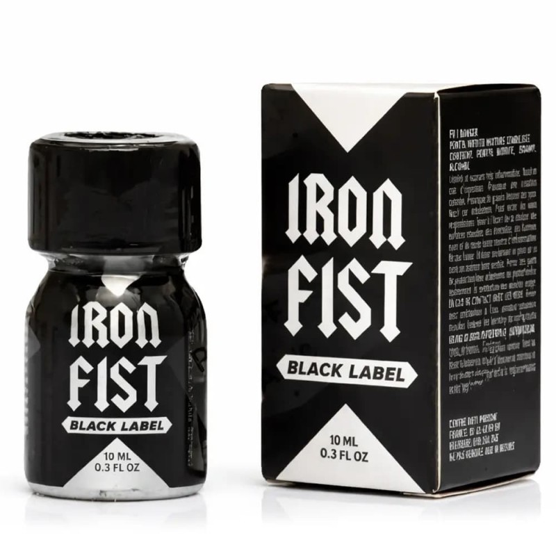 Flacon Iron Fist Black Label Mini Pentyl 10 ml en aluminium noir compact, design discret avec système anti-fuite
