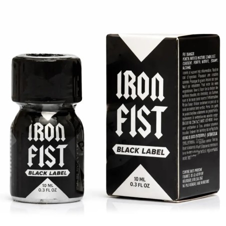 Flacon Iron Fist Black Label Mini Pentyl 10 ml en aluminium noir compact, design discret avec système anti-fuite