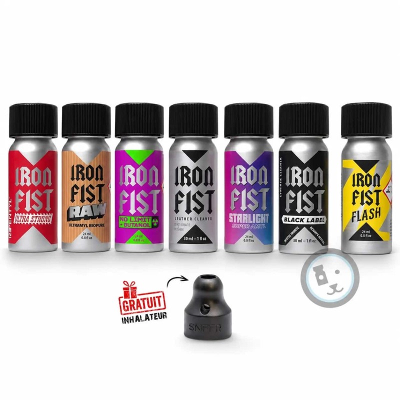Poppers Iron Fist Pas Cher – Gamme de 7 Iron Fist 24 ml Aluminium