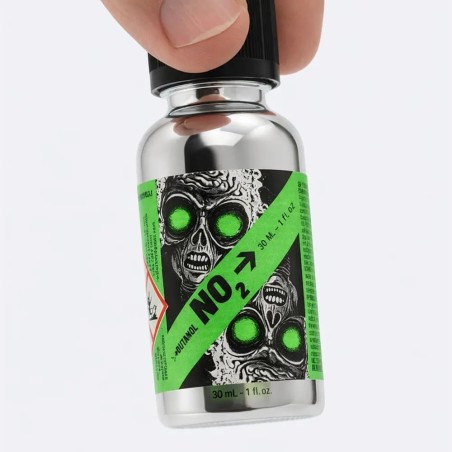 flacon de poppers no2 et son flacon chromé brillant de 30 ml