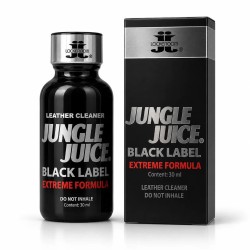 Flacon Jungle Juice Black Label 30 ml avec coffret premium noir et argent, référence iconique signée Lockerroom