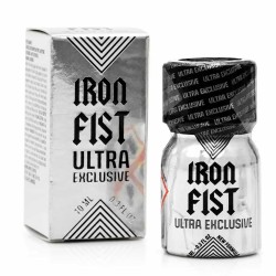 Iron Fist Ultra Exclusive 10 ml, édition premium à l’amyle présentée dans un flacon aluminium argenté avec étui assorti.