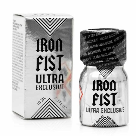 Iron Fist Ultra Exclusive 10 ml, édition premium à l’amyle présentée dans un flacon aluminium argenté avec étui assorti.