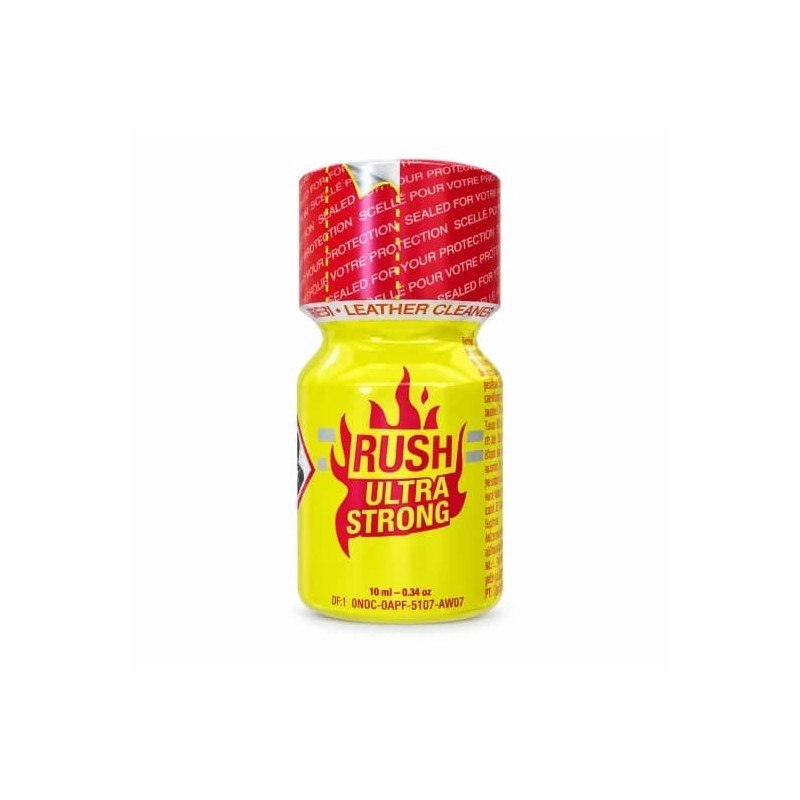 flacon de poppers rush ultra strong 10 ml jaune