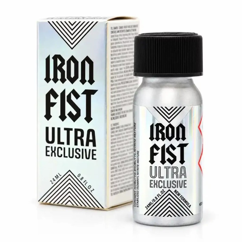 Iron Fist Ultra Exclusive 24 ml, édition premium à l’amyle dans son grand flacon aluminium au design holographique irisé.