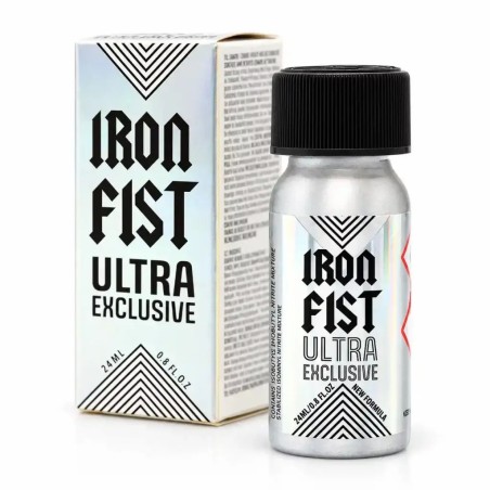 Iron Fist Ultra Exclusive 24 ml, édition premium à l’amyle dans son grand flacon aluminium au design holographique irisé.